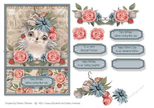 In the Woods Creatures Series - Card Topper - Hedgehog