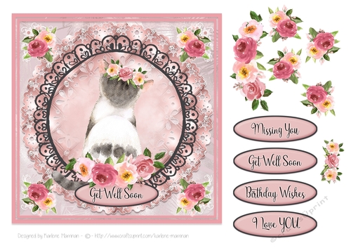 Roses and Cats Card Topper Series - Im Hiding