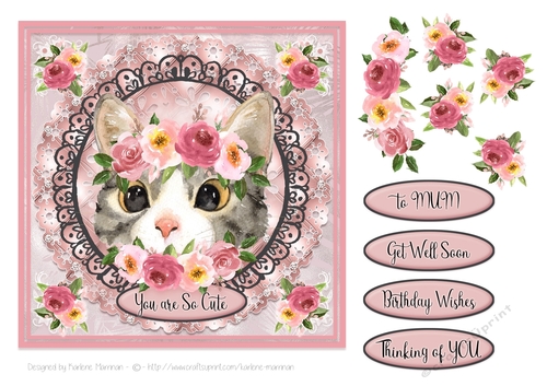 Roses and Cats Card Topper Series - Close Up