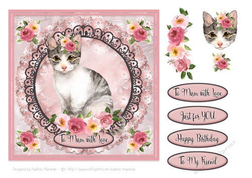 Roses and Cats Card Topper Series - Proud I Am 