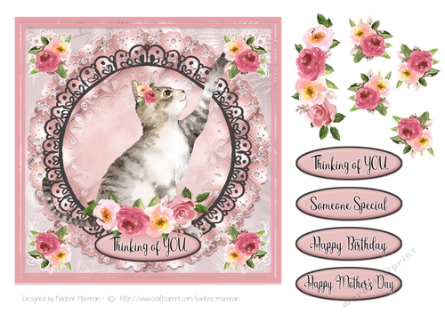 Roses and Cats Card Topper Series - At Play