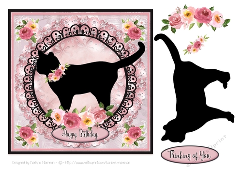 Roses and Black Cat Card Topper Series - On the Prowl