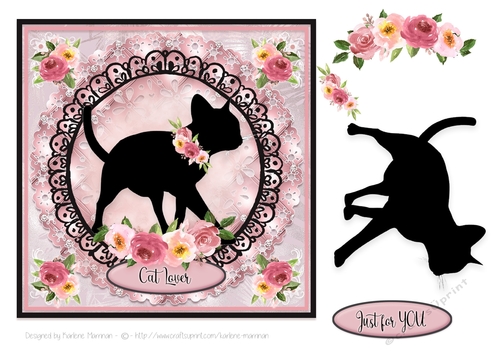 Roses and Black Cat Card Topper Series - OK Im coming