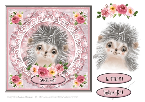 Cutest Animals - Card Topper Series - Holly Hedgehog