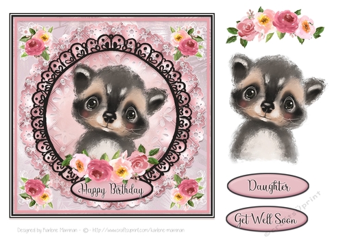 Cutest Animals - Card Topper Series - Ruby Racoon
