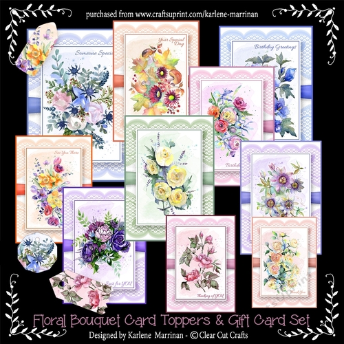 Floral Bouquet Card Topper & Gift Card Set