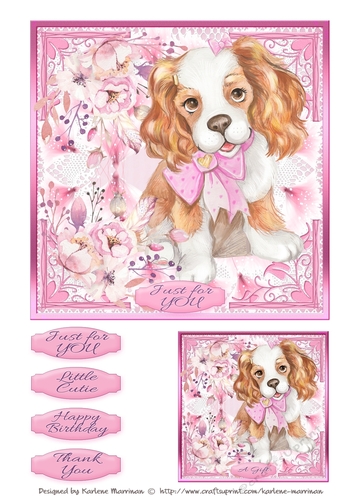 Spaniel in Pink Card Topper