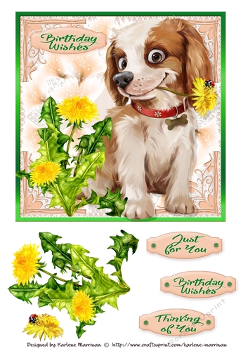 Puppy in the Weeds Card Topper