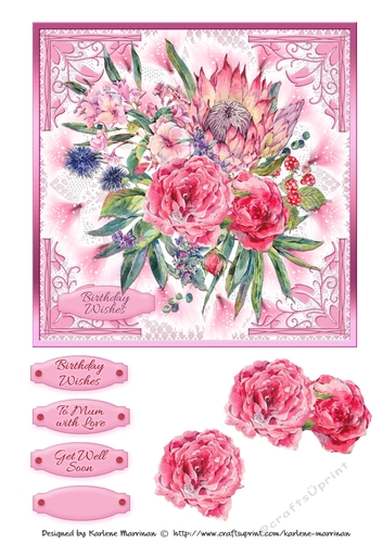 Bouquet on Lace Card Topper