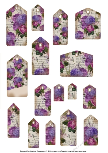 Vintage Script Tags with Blooms - 1