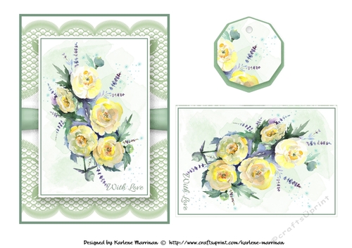 Floral Bouquet on Lace Card Topper - Design 4