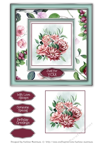 Floral Insert Frame Card Topper - Design 3