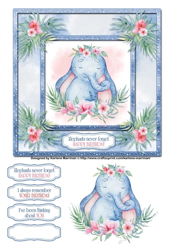 Elephants Always Remember Card Topper Set - Design 1