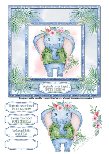 Elephants Always Remember Card Topper Set - Design 2