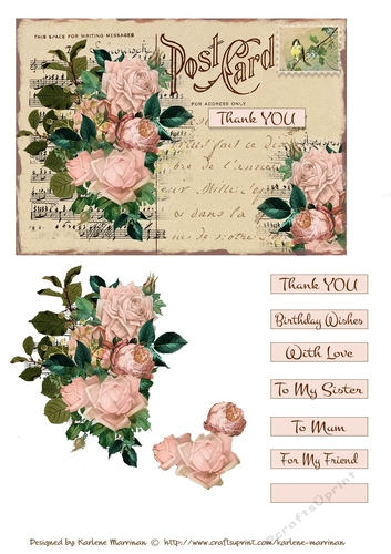 Postcard Florals - Set 2 Card Toppers