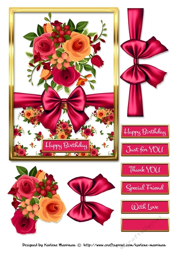 Spring Blooms & Bow Card Topper - Design 1