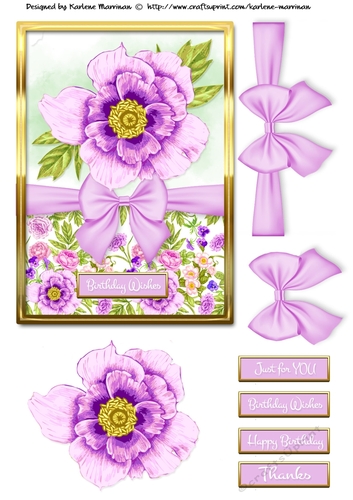Spring Blooms & Bow Card Topper - Design 4