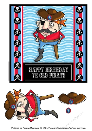 Happy Birthday Ye Old Pirate Card Topper