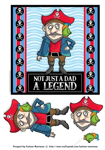 Legend fo a Dad Pirate Card Topper for Birthday or Fathers Day