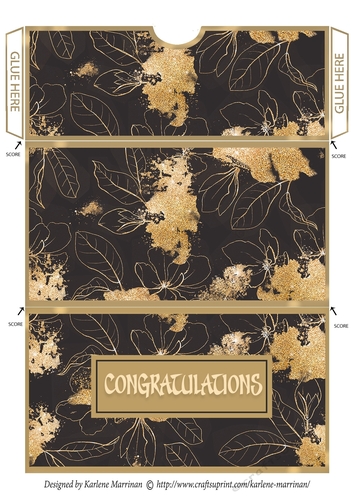 Elegant Gold Leaf Gift/Voucher/Money Wallet/Pocket/Envelope