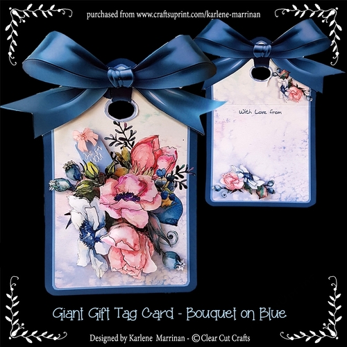 Giant Gift Tag Card - Bouquet on Blue