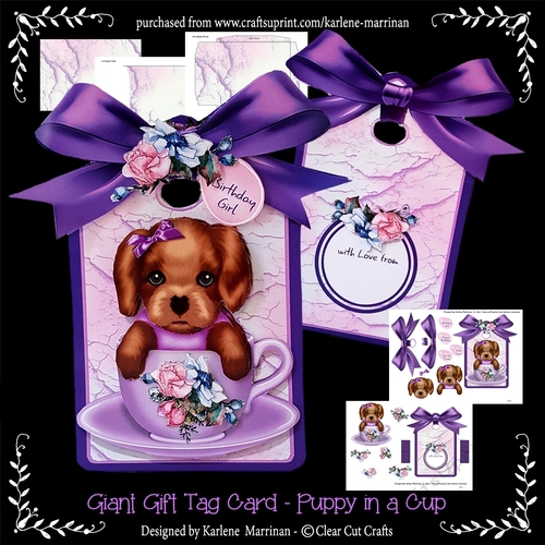 Giant Gift Tag Card - Puppy in a Cup