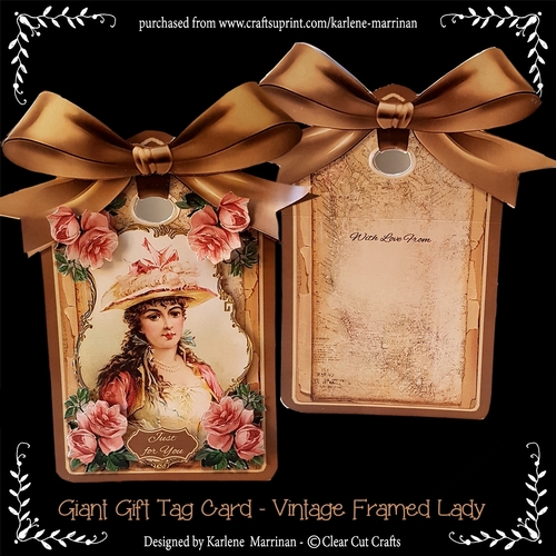 Giant Gift Tag Card - Vintage Framed lady