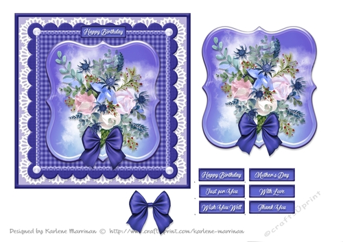Blooms on Bordered Lace Card Topper - Design 1