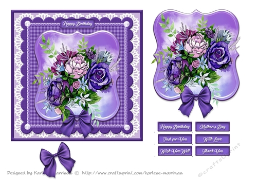 Blooms on Bordered Lace Card Topper - Design 2