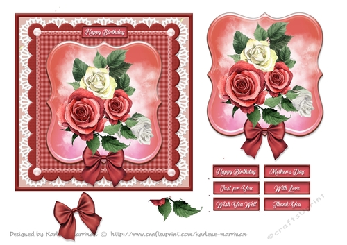 Blooms on Bordered Lace Card Topper - Design 3