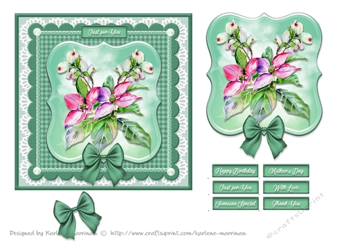 Blooms on Bordered Lace Card Topper - Design 4