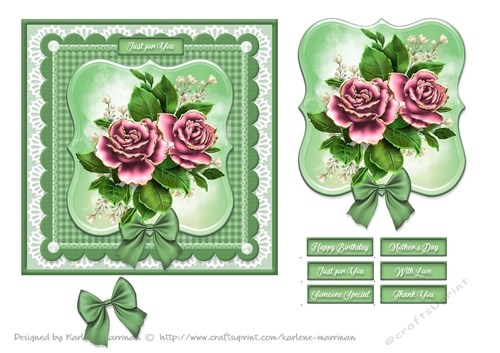 Blooms on Bordered Lace Card Topper - Design 5