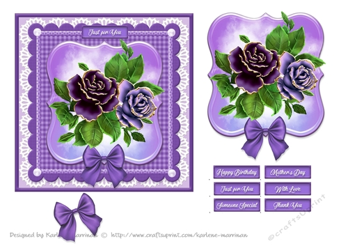 Blooms on Bordered Lace Card Topper - Design 6