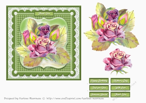 Blooms on Bordered Lace Card Topper - Design 8