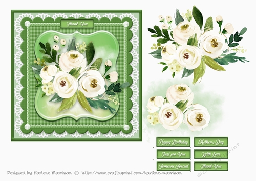 Blooms on Bordered Lace Card Topper - Design 9