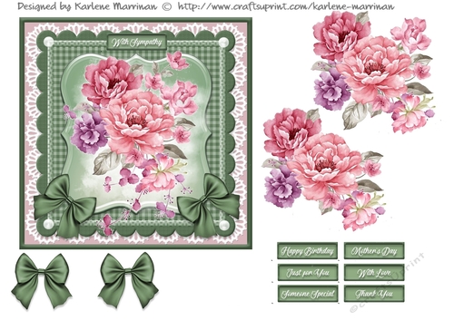 Blooms on Bordered Lace Card Topper - Design 12