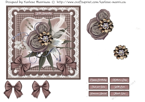 Blooms on Bordered Lace Card Topper - Design 13
