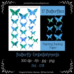 Butterfly Embellishments - Set 018 - Dreamy Blue