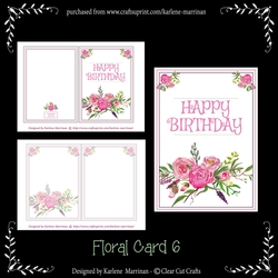 Pink Floral Happy Birthday Card