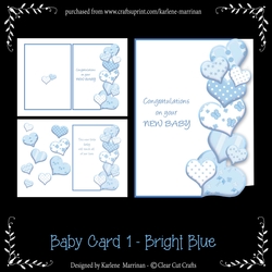 Heart Edge Baby Card - Bright Blue