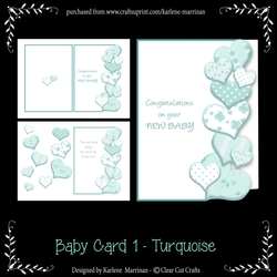 Heart Edge Baby Card - Turquoise