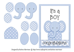 Its a BOY Elephant Card - Cottage Blue