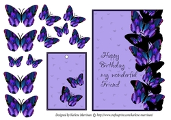 Butterfly Feather Card Topper - Friends Birthday - Purple