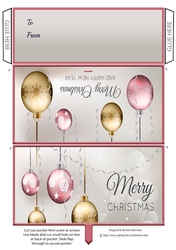 Pink Bauble Christmas Money/wallet/voucher Pocket
