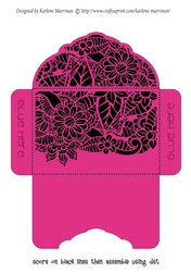 Floral Black Insert - Hot Pink - Gift Voucher Pocket/Money Wallet