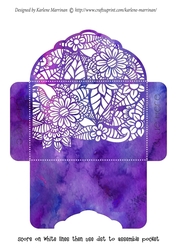 Floral White Insert - Purple alcohol - Gift Voucher Pocket/Money Wallet