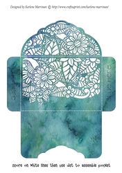 Floral White Insert -Turquoise alcohol - Gift Voucher Pocket/Money Wallet
