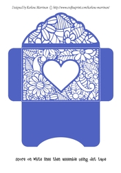 Floral White Insert - Dark Blue Heart - Gift Voucher Pocket/Money Wallet