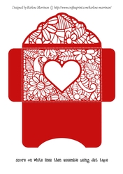 Floral White Insert - Red Heart - Gift Voucher Pocket/Money Wallet