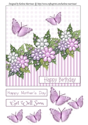 Butterfly & Blossom Card Topper - Pink